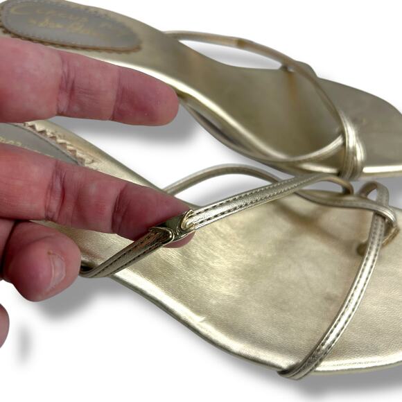 Circus NY Sam Edelman Gold Leaf Metallic Kitten Heels Size 8 Dress Sandals EUC - Picture 10 of 14